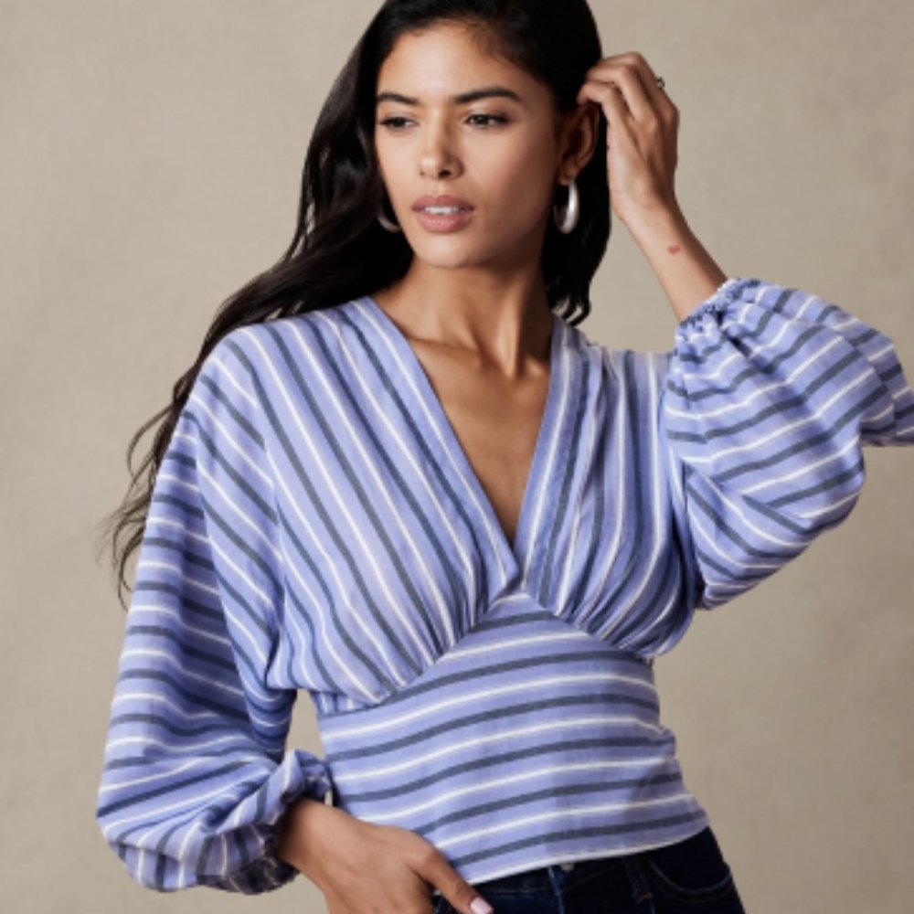 Banana Republic Factory Striped V-Neck Blouse